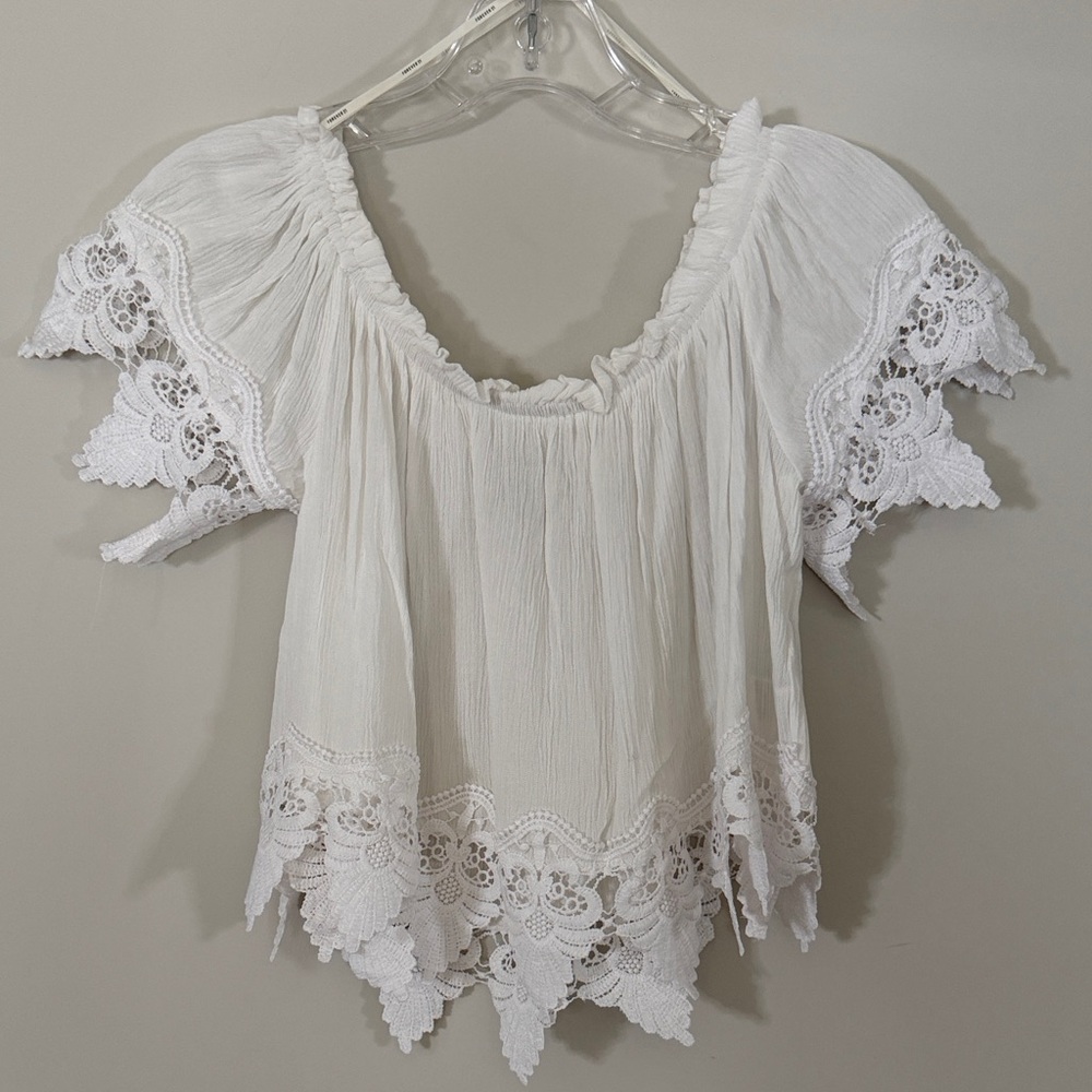 Forever 21 Cream Lace Accent Blouse